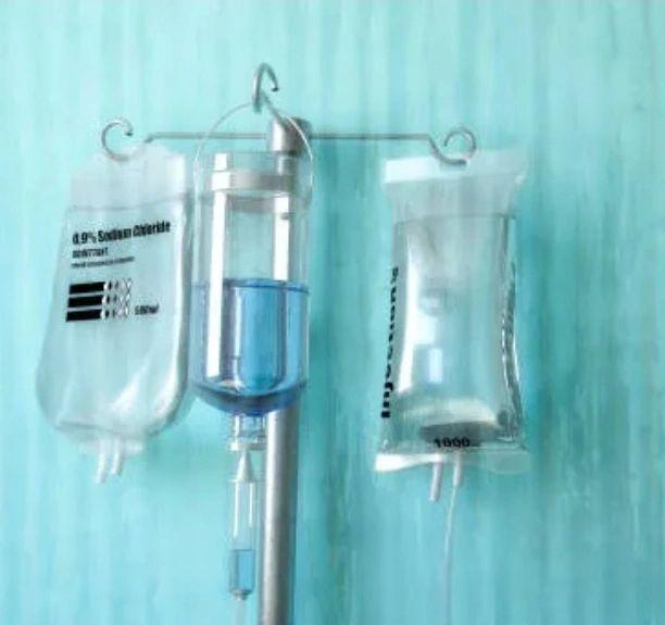 IV hydration therapy bags and tubing